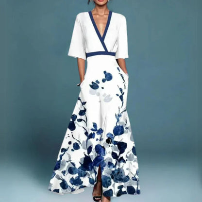 Women's Elegant Maxi Dress Floral Pattern
