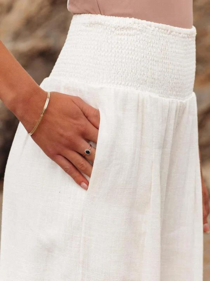Women's Wide Leg Smocked Waist Trousers