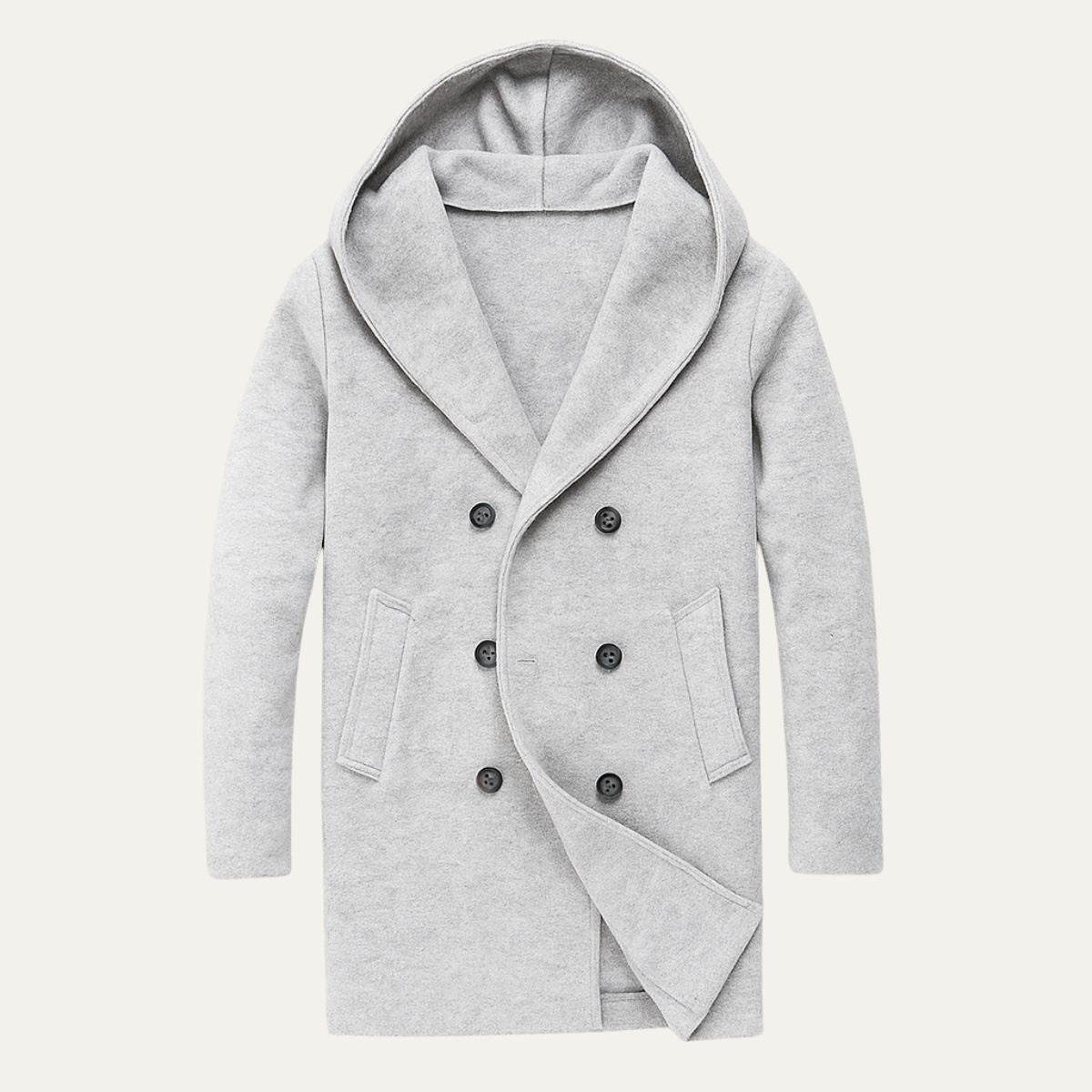 Men's Double Breasted Hooded Trench Coat - Vonnera