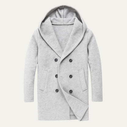 Men's Double Breasted Hooded Trench Coat - Vonnera