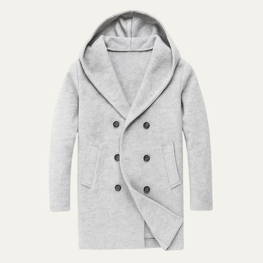 Men's Double Breasted Hooded Trench Coat - Vonnera