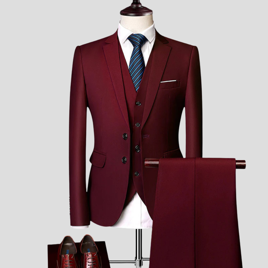 Men's Formal Suit Set Wool Black