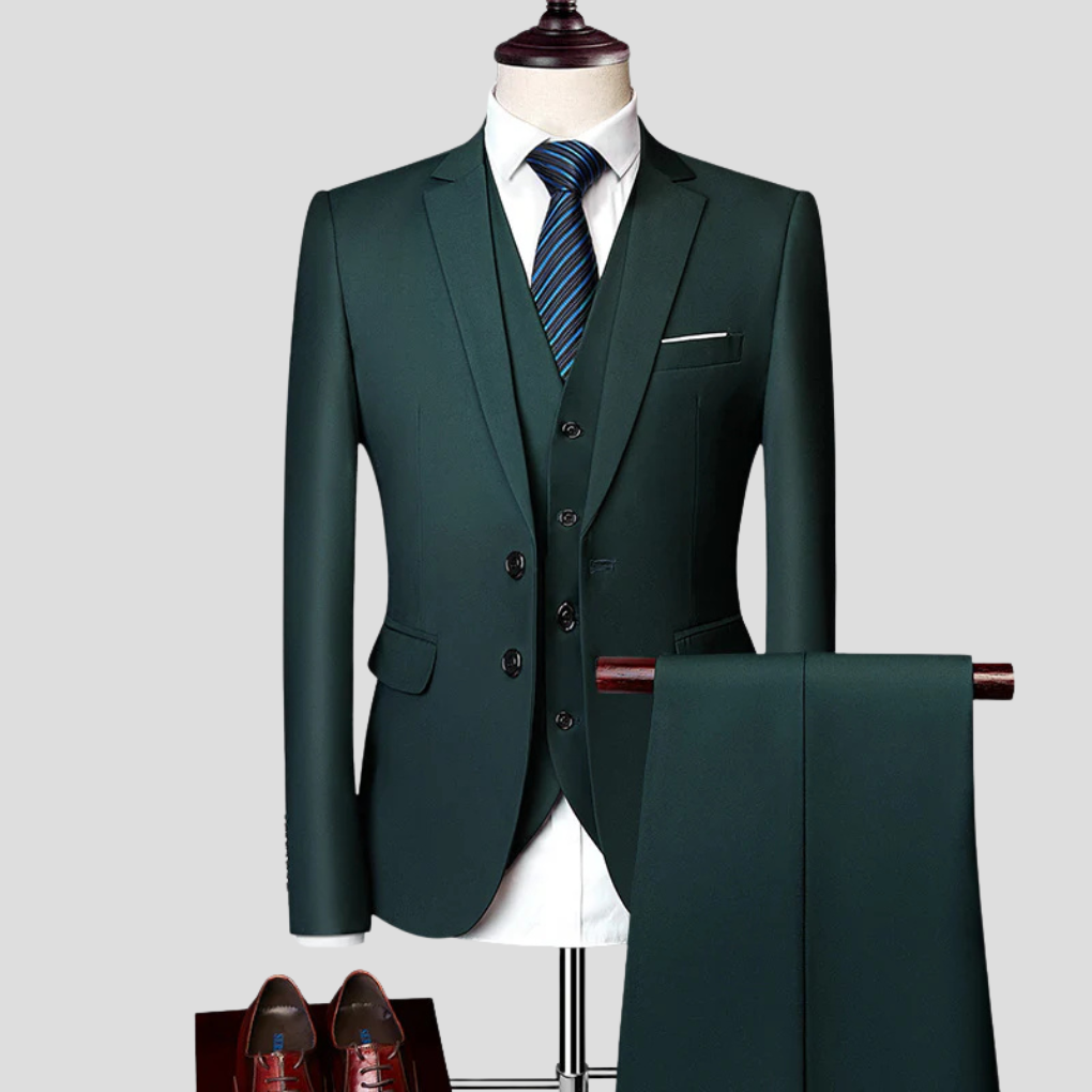 Men's Formal Suit Set Wool Black