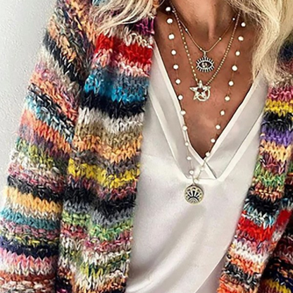 Women's Long-Sleeve Stripe Cardigan