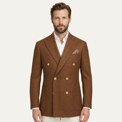 Men's Brown Double Breasted Suit Slim Fit