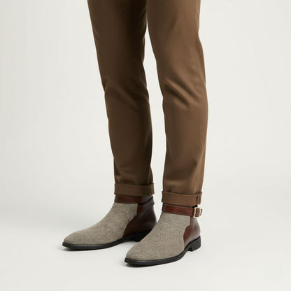 Men's Chelsea Boots Leather Modern Buckle Brown
