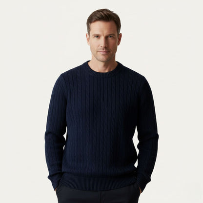 Men's Merino Wool Knit Sweater Navy Blue