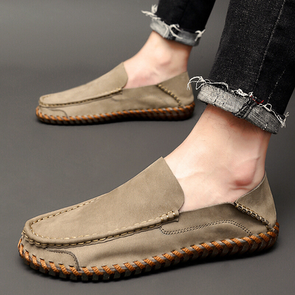 Men's Moc Toe Loafers Leather Comfortable Casual Brown - Vonnera
