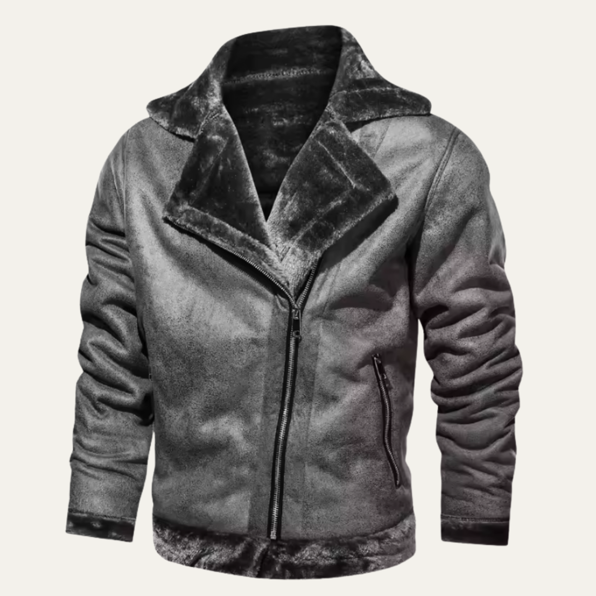 Men's Leather Aviator Jacket Winter Fleece Lining