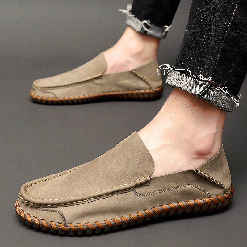 Men's Moc Toe Loafers Leather Casual Brown - Vonnera