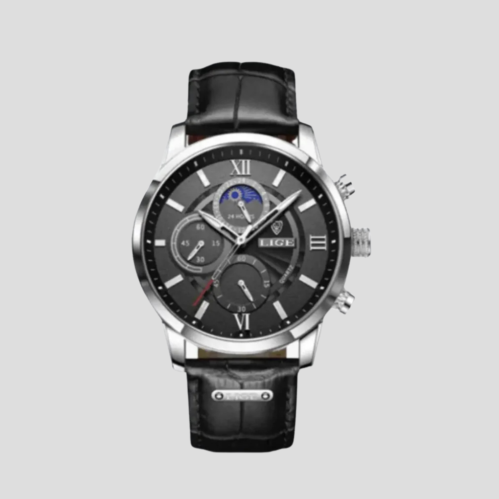 Men's Leather Watch Slim Profile