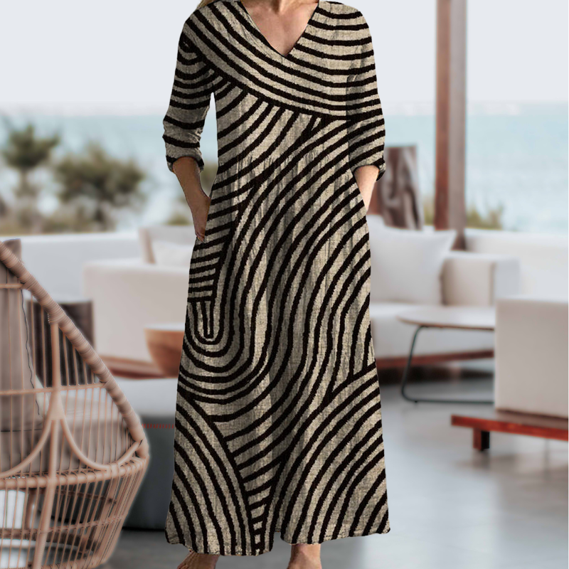 Women's Vintage Striped Midi Dress