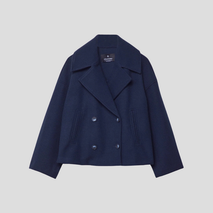 Double Breasted Short Coat Elegant Wool