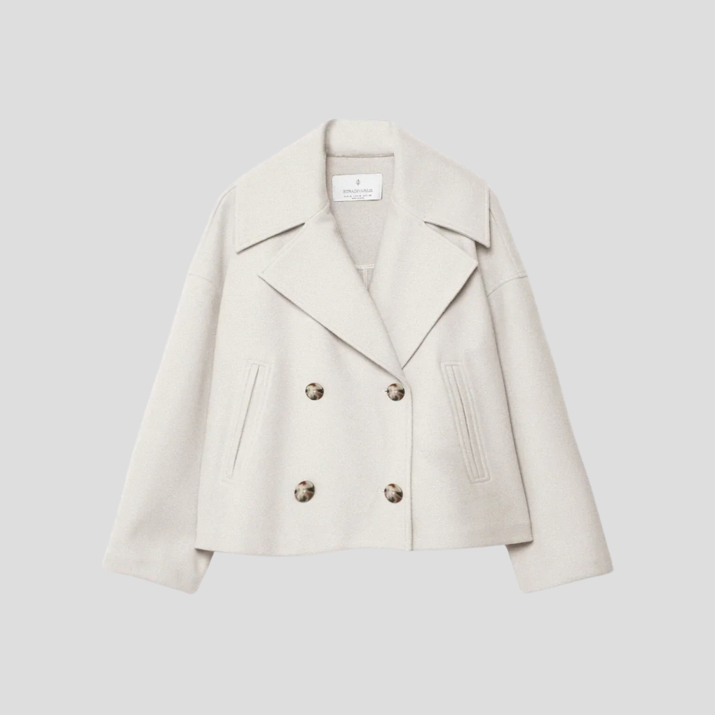 Double Breasted Short Coat Elegant Wool - Vonnera