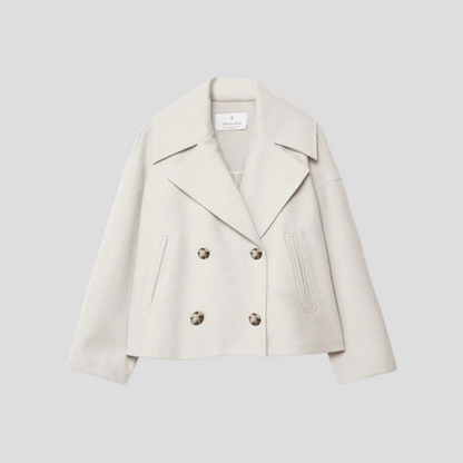 Double Breasted Short Coat Elegant Wool - Vonnera