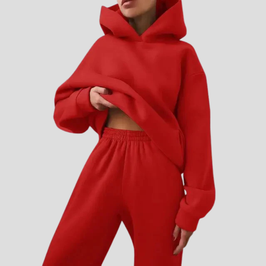 Women's Relaxed Hoodie Jogger Set Cotton Lounge Wear