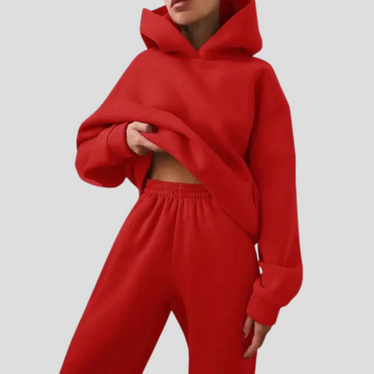 Women's Relaxed Hoodie Jogger Set Cotton Lounge Wear
