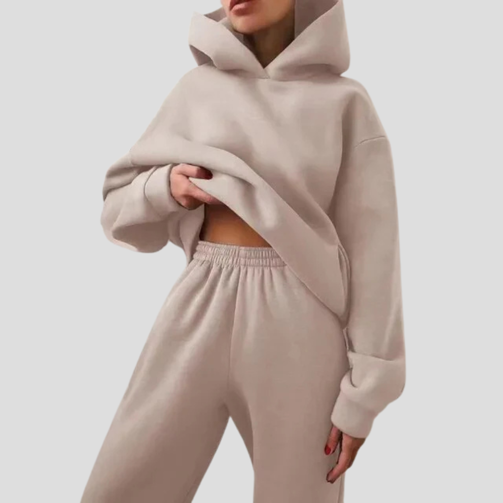 Women's Relaxed Hoodie Jogger Set Cotton Lounge Wear
