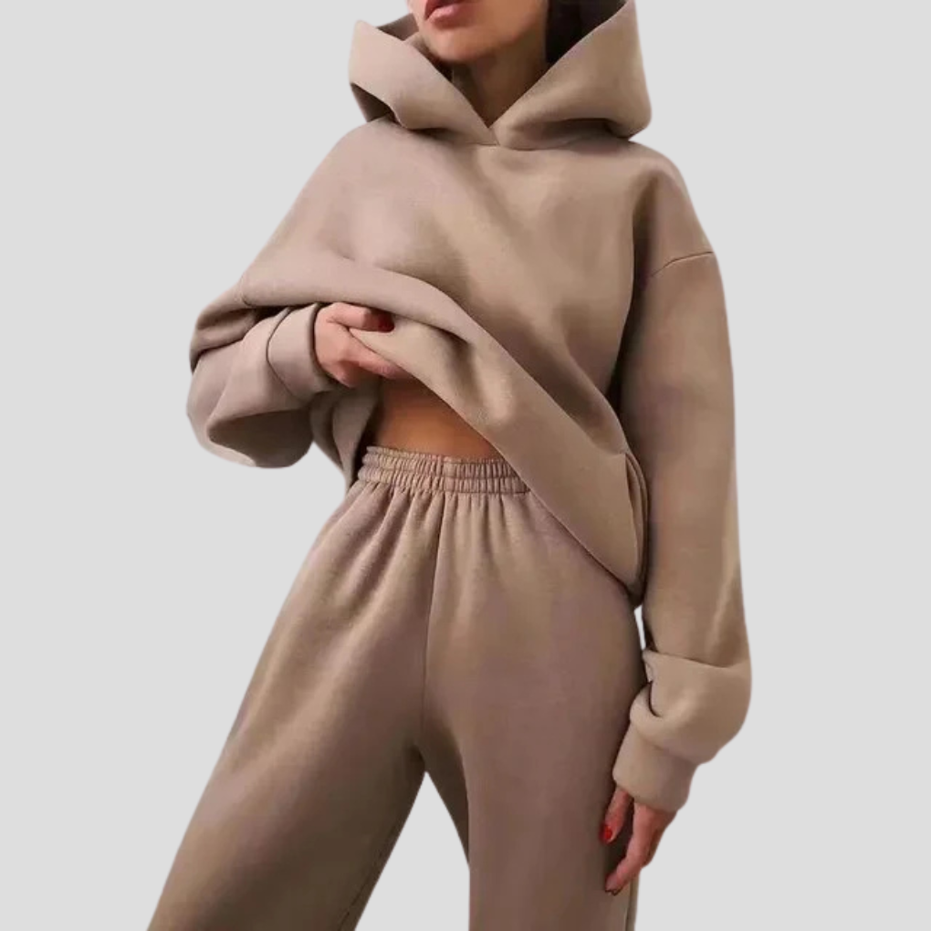 Women's Relaxed Hoodie Jogger Set Cotton Lounge Wear