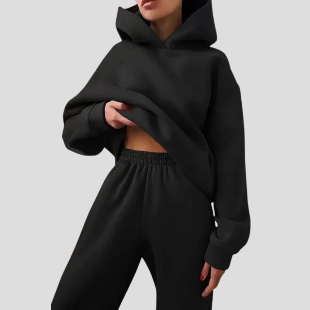 Women's Relaxed Hoodie Jogger Set Winter Loungewear