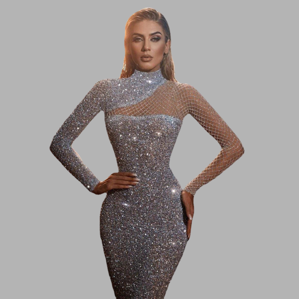 Women's Off-Shoulder Sequin Dress Elegant Glam - Vonnera