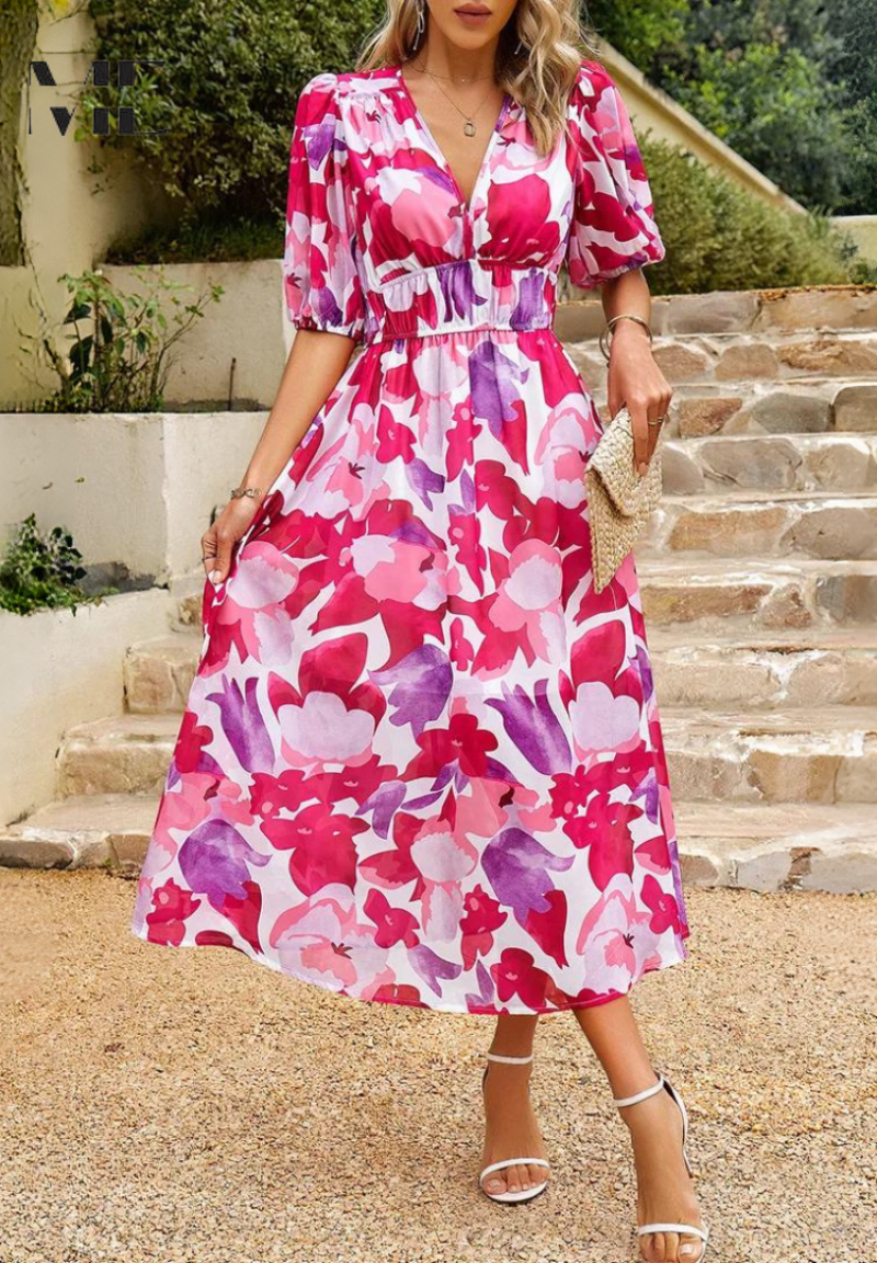 Women's Floral Print Midi Dress