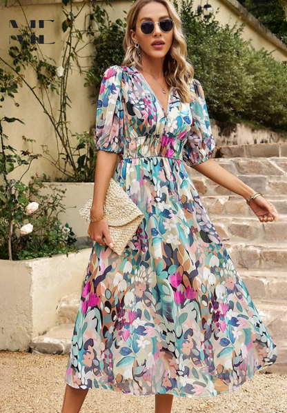 Women's Floral Print Midi Dress