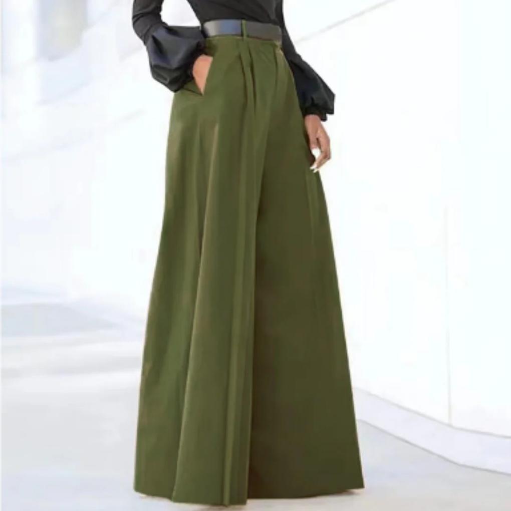 Women's Wide Leg Trousers Relaxed Fit Solid Color