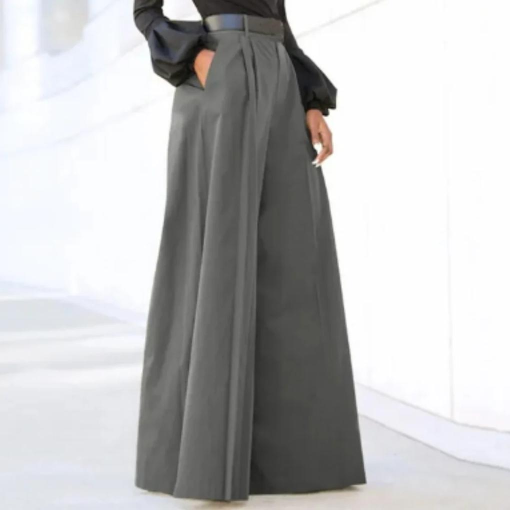 Women's Wide Leg Trousers Relaxed Fit Solid Color