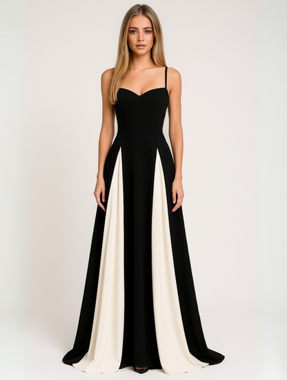 Women's Elegant Contrast Panel Dress - Vonnera