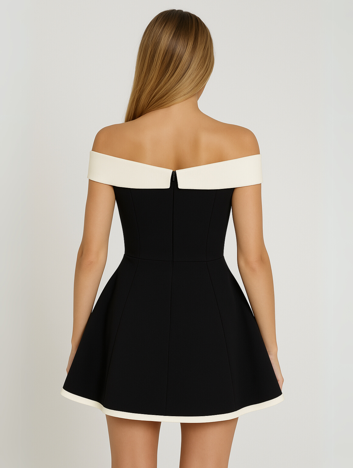 Women's Off-Shoulder Contrast Minidress