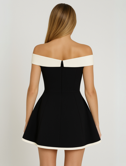 Women's Off-Shoulder Contrast Minidress