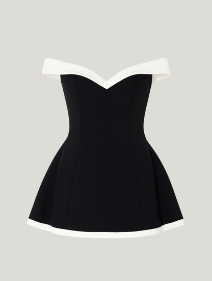 Women's Off-Shoulder Contrast Minidress