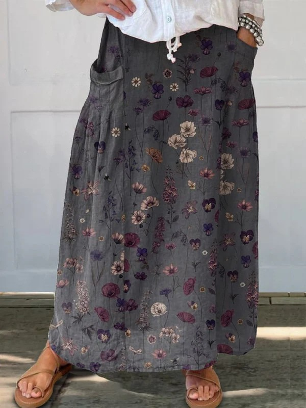 Women's Floral Print Pocket Skirt - Vonnera