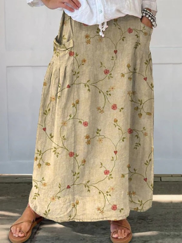Women's Elastic Waist Skirt Floral Print - Vonnera