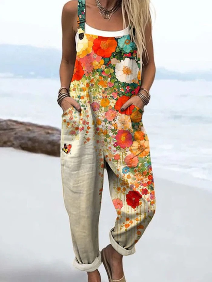 Women's Vintage Floral Jumpsuit - Vonnera