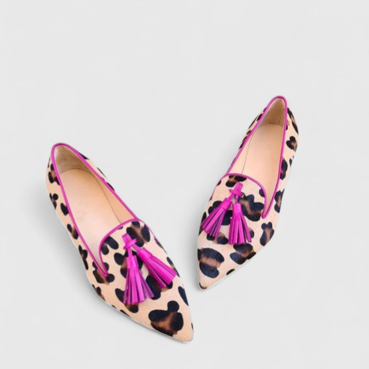 Women's Patterned Pointed Slip-On Loafers - Vonnera
