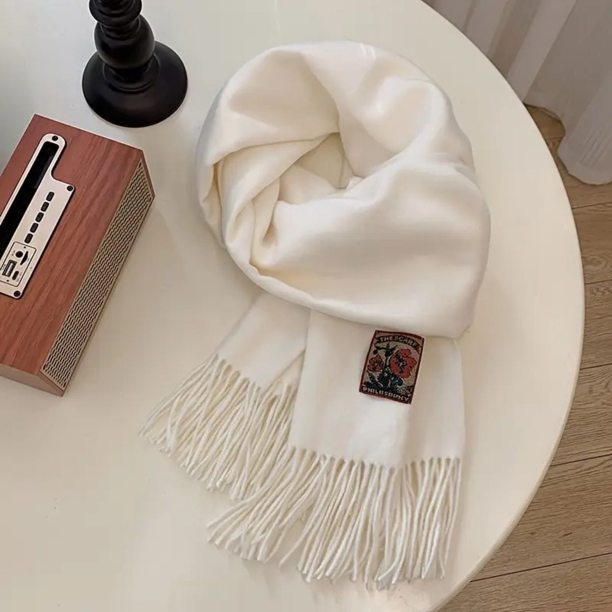 Men's Merino Cashmere Scarf White