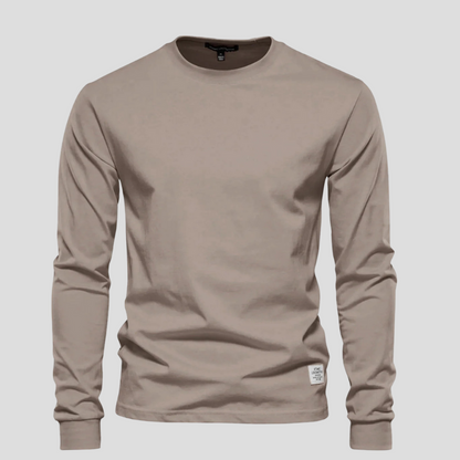 Men's Long Sleeved Round Neck Shirt Classic Cotton