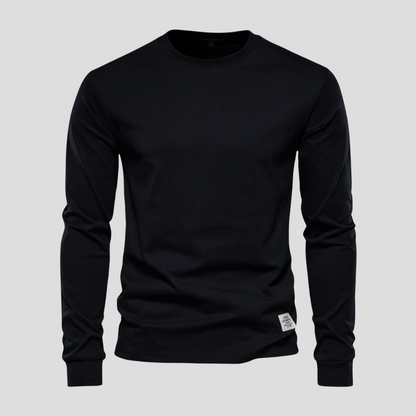 Men's Long Sleeved Round Neck Shirt Classic Cotton