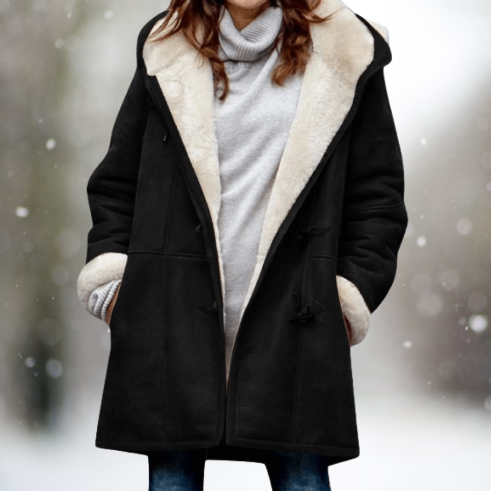 Women's Mid-Length Coat With Front Pockets - Vonnera