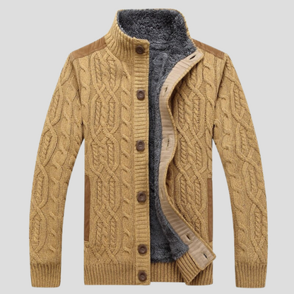 Men's Plush Lined Cardigan Sweater - Vonnera