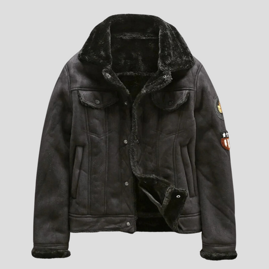 Men's Suede Leather Biker Jacket - Vonnera