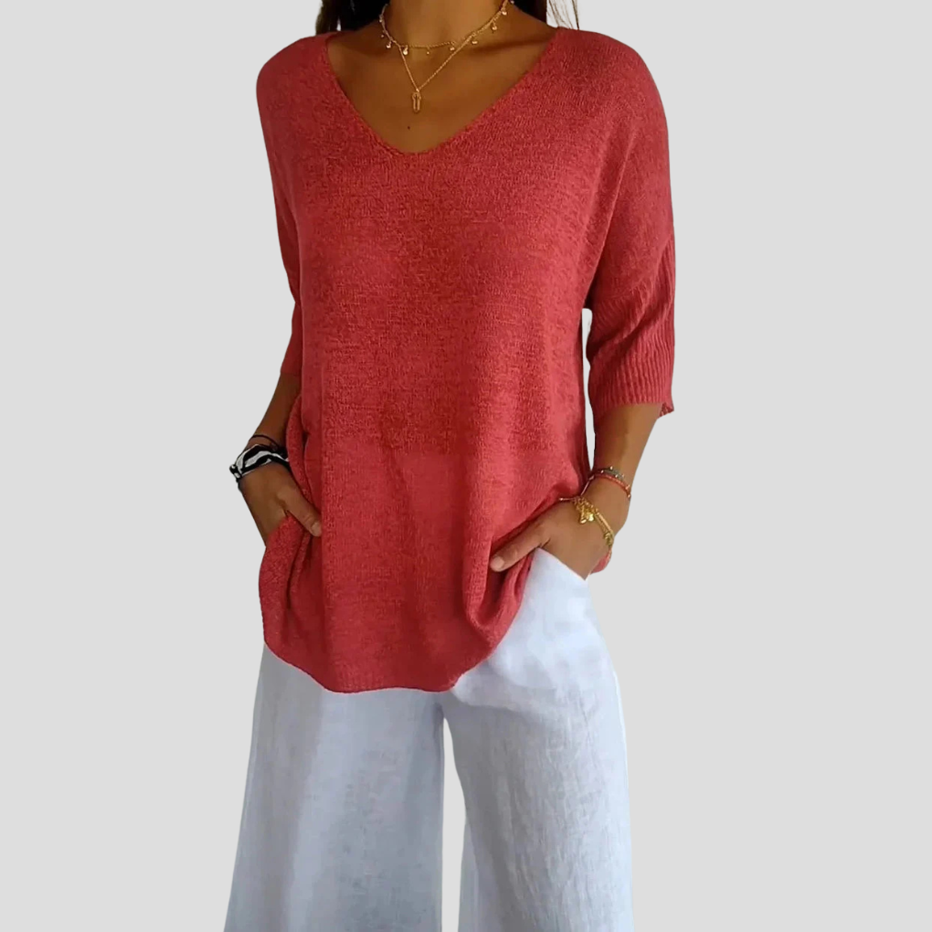 Women's Knit V-Neck Casual - Vonnera