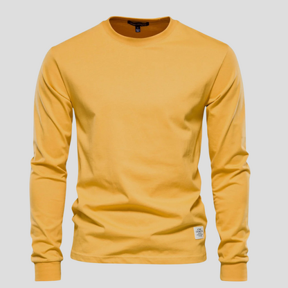 Men's Long Sleeved Round Neck Shirt Classic Cotton