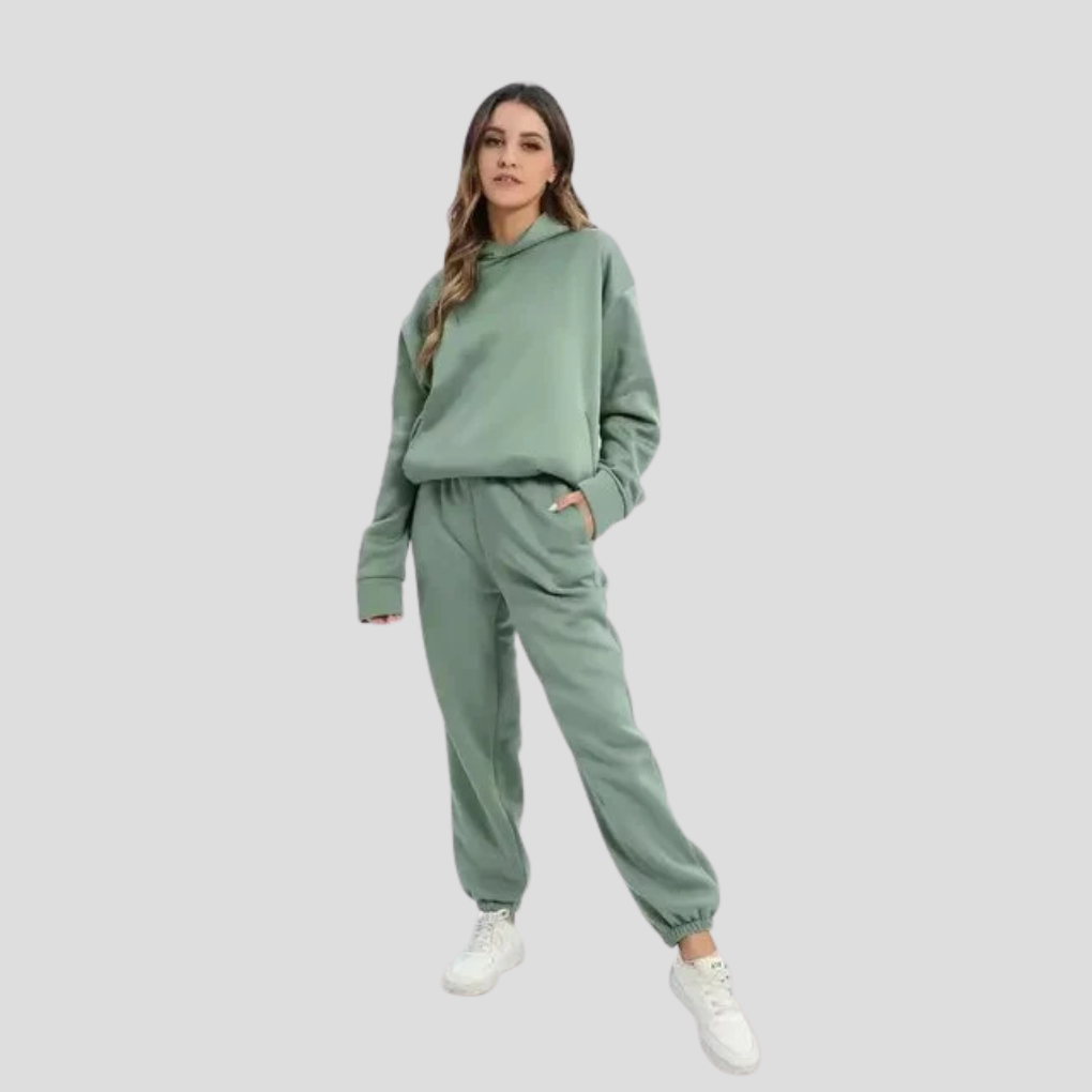 Women's Relaxed Hoodie Jogger Set Cotton Lounge Wear - Vonnera