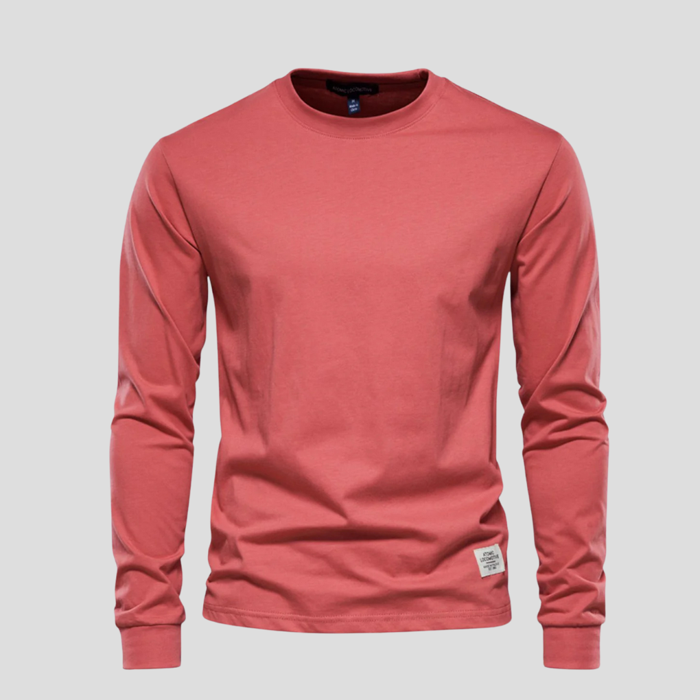 Men's Long Sleeved Round Neck Shirt Classic Cotton