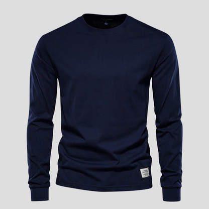 Men's Long Sleeved Round Neck Shirt Classic Cotton