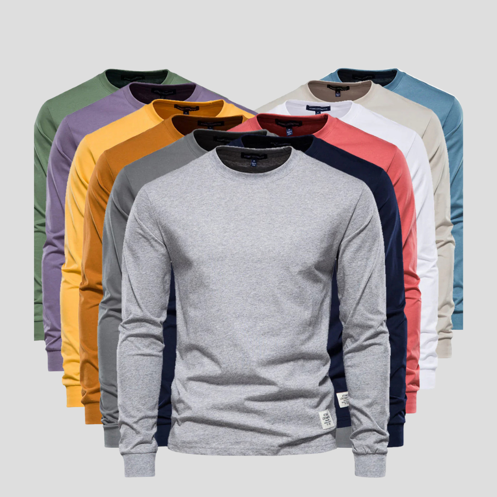 Men's Long Sleeve Round Neck Classic Shirt - Vonnera