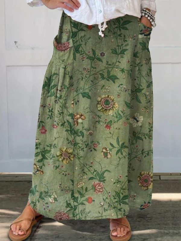 Retro Art Print Pocket Skirt - Vonnera